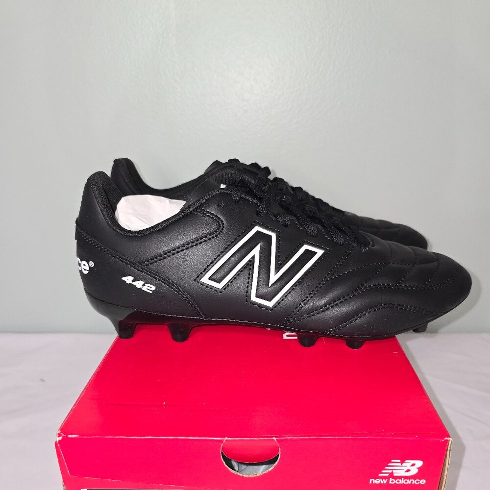 Adidas 442 V2 Academy  FG Football Cleat, Black/White, Unisex M9/W10.5 Wide, NIB